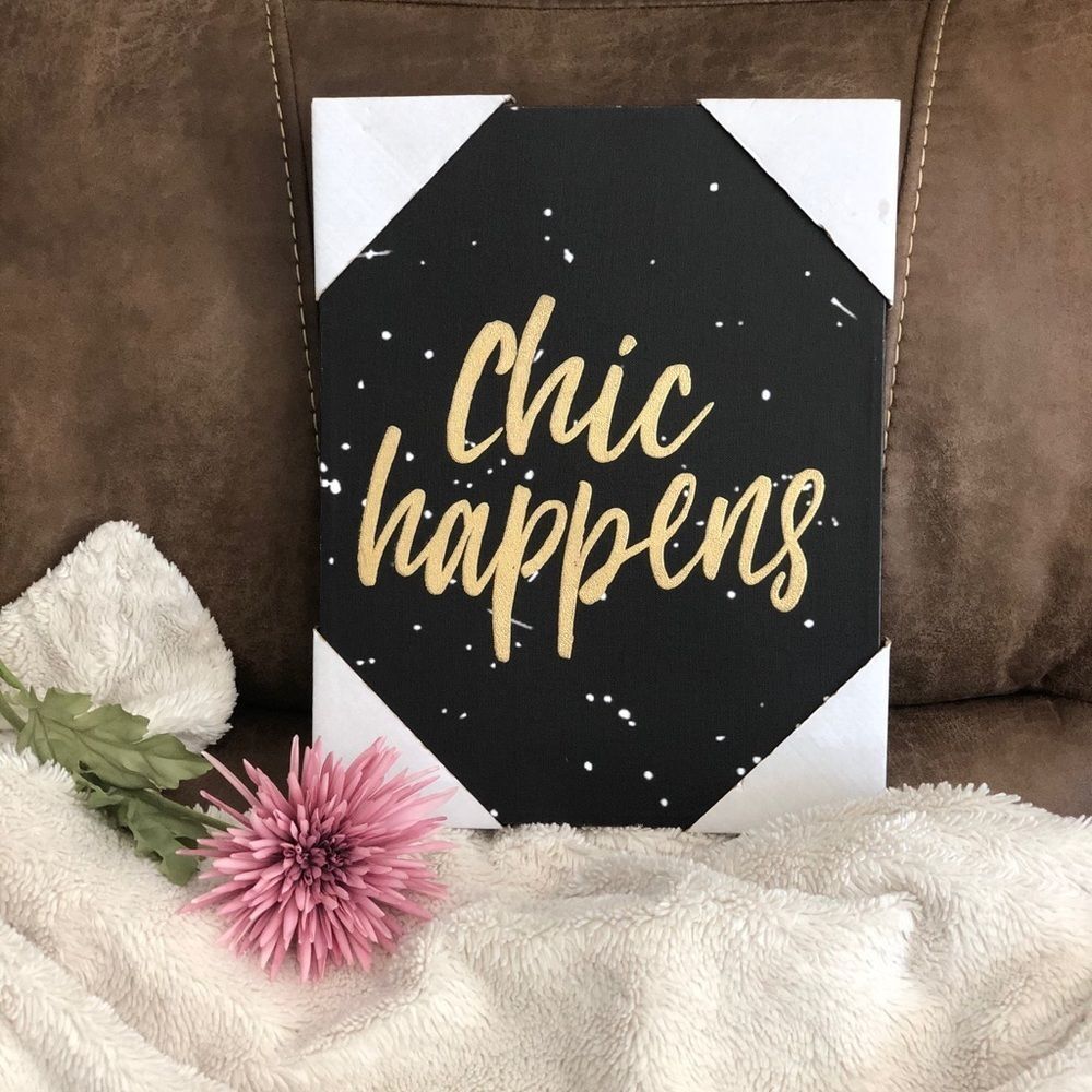 “Chic Happens” Art Wall Frame‎ Black & Gold 🖼